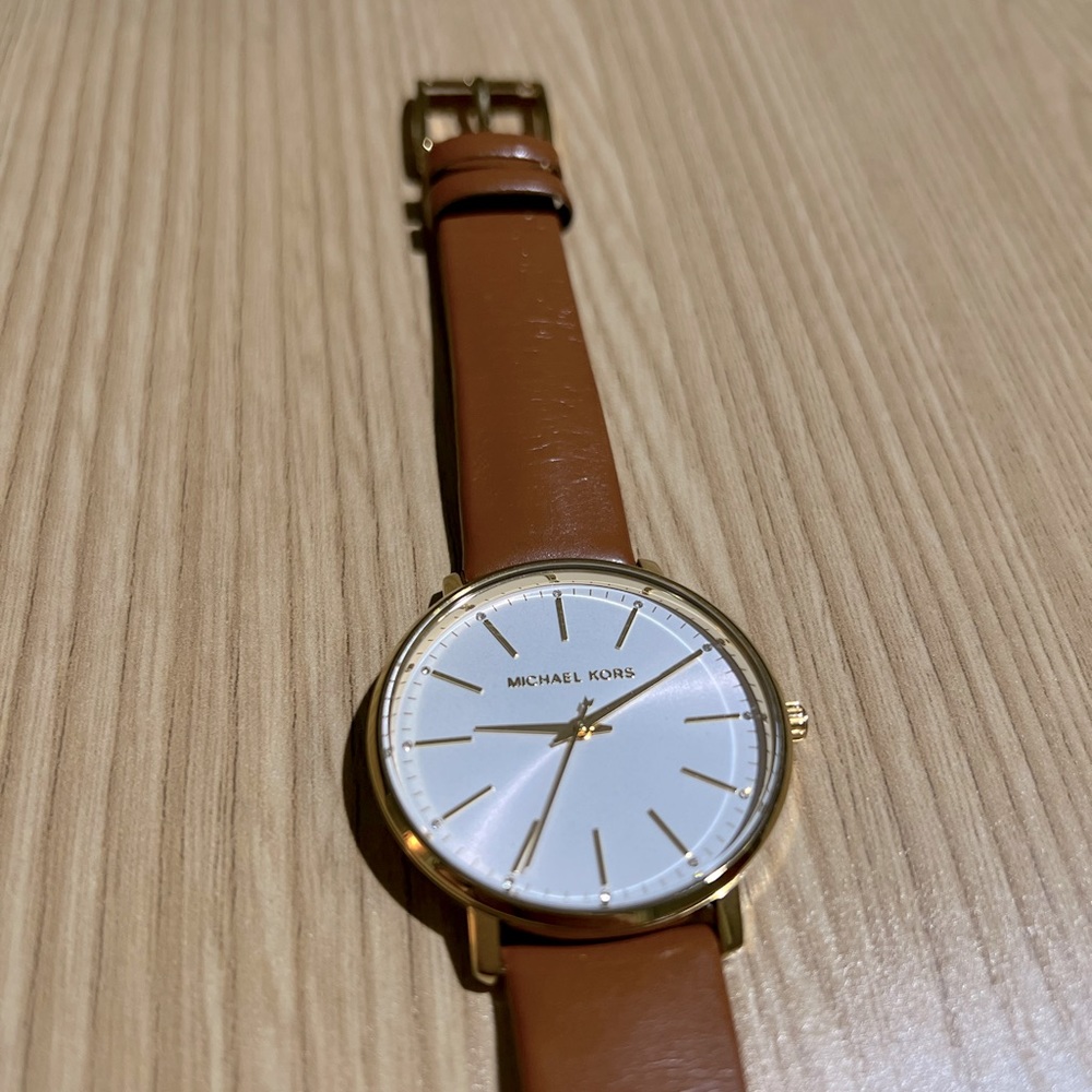 Michael Kors brown leather and gold watch